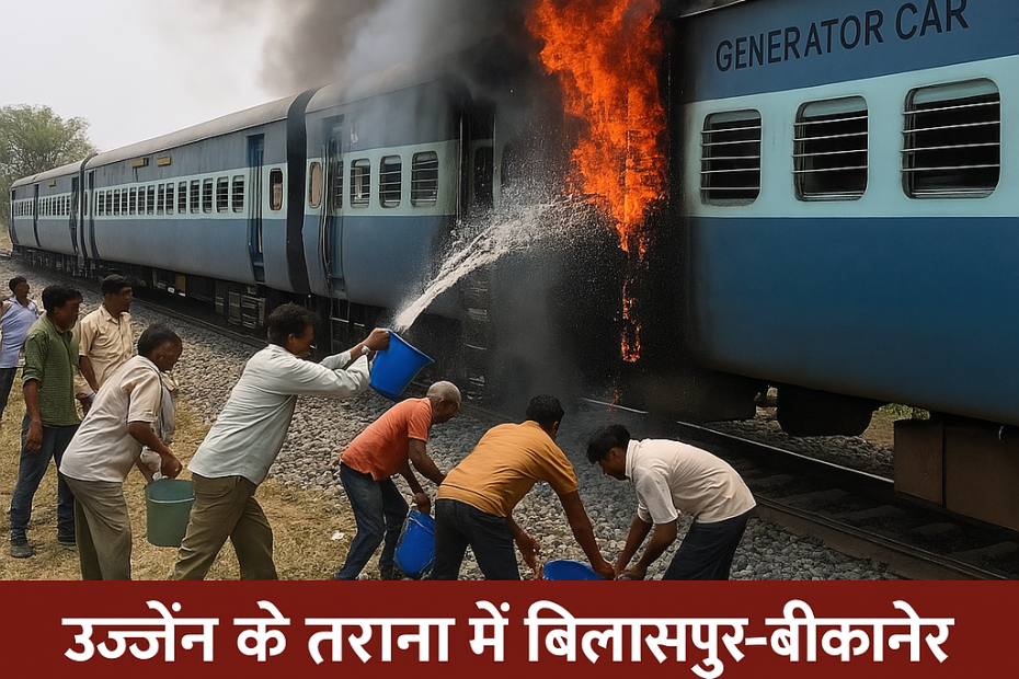 उज्जैन के तराना में बिलासपुर -बीकानेर एक्सप्रेस में लगी आग