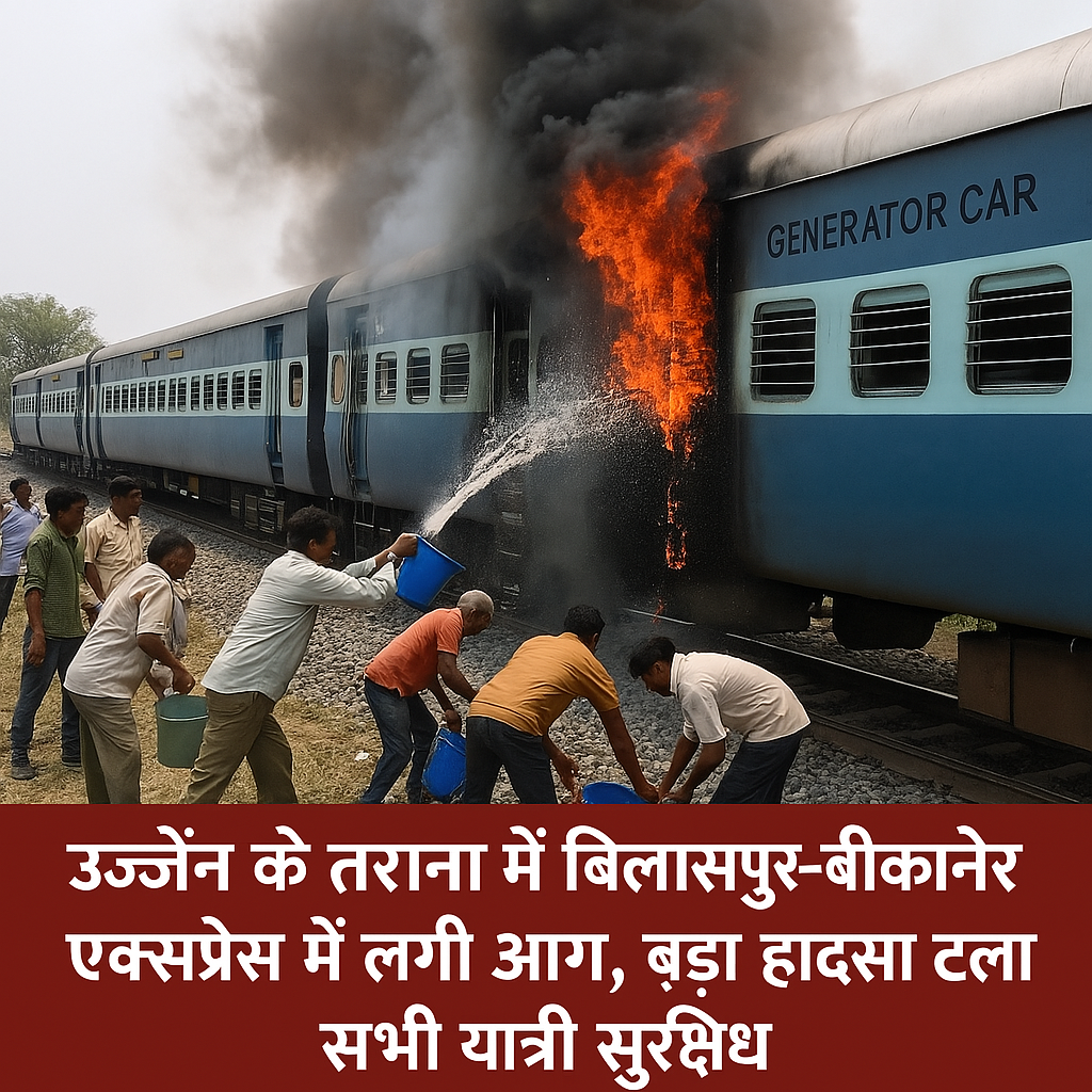 उज्जैन के तराना में बिलासपुर -बीकानेर एक्सप्रेस में लगी आग